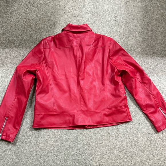 Vibrant Red Leather Jacket for Women - Picture 10 of 13